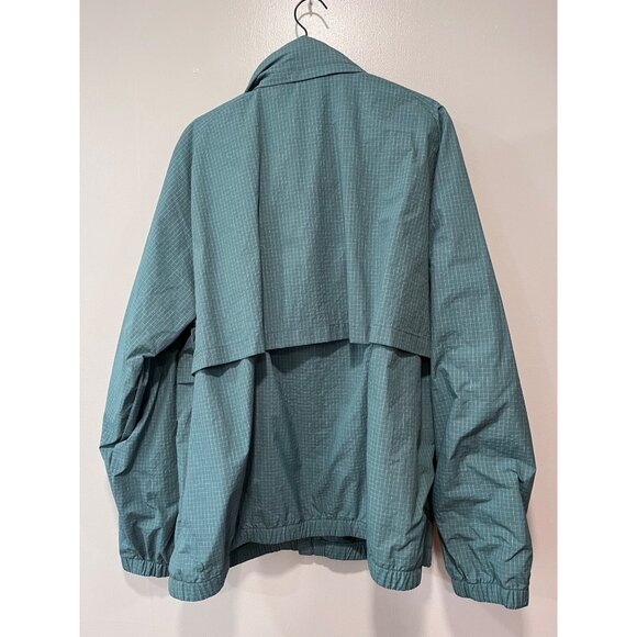 All In‎ Motion Mens  Grid Pattern Windproof Jacket L Size Zippered Pockets Teal - Picture 2 of 8